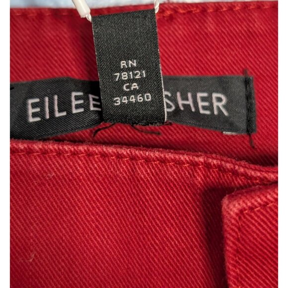 Eileen Fisher Organic Cotton Red Slim Ankle Jeans Size 18 Eco-Friendly Stretch - Picture 10 of 15